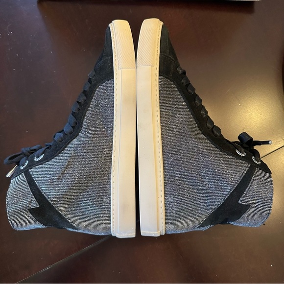 NIB ZV1747 High Flash Sneakers 38 (US 7) Black Suede Silver MSRP $448 Sparkle - Picture 3 of 7